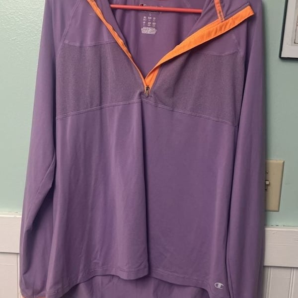 Champion Performance 1/4 Zip Pullover Size L Purple Orange