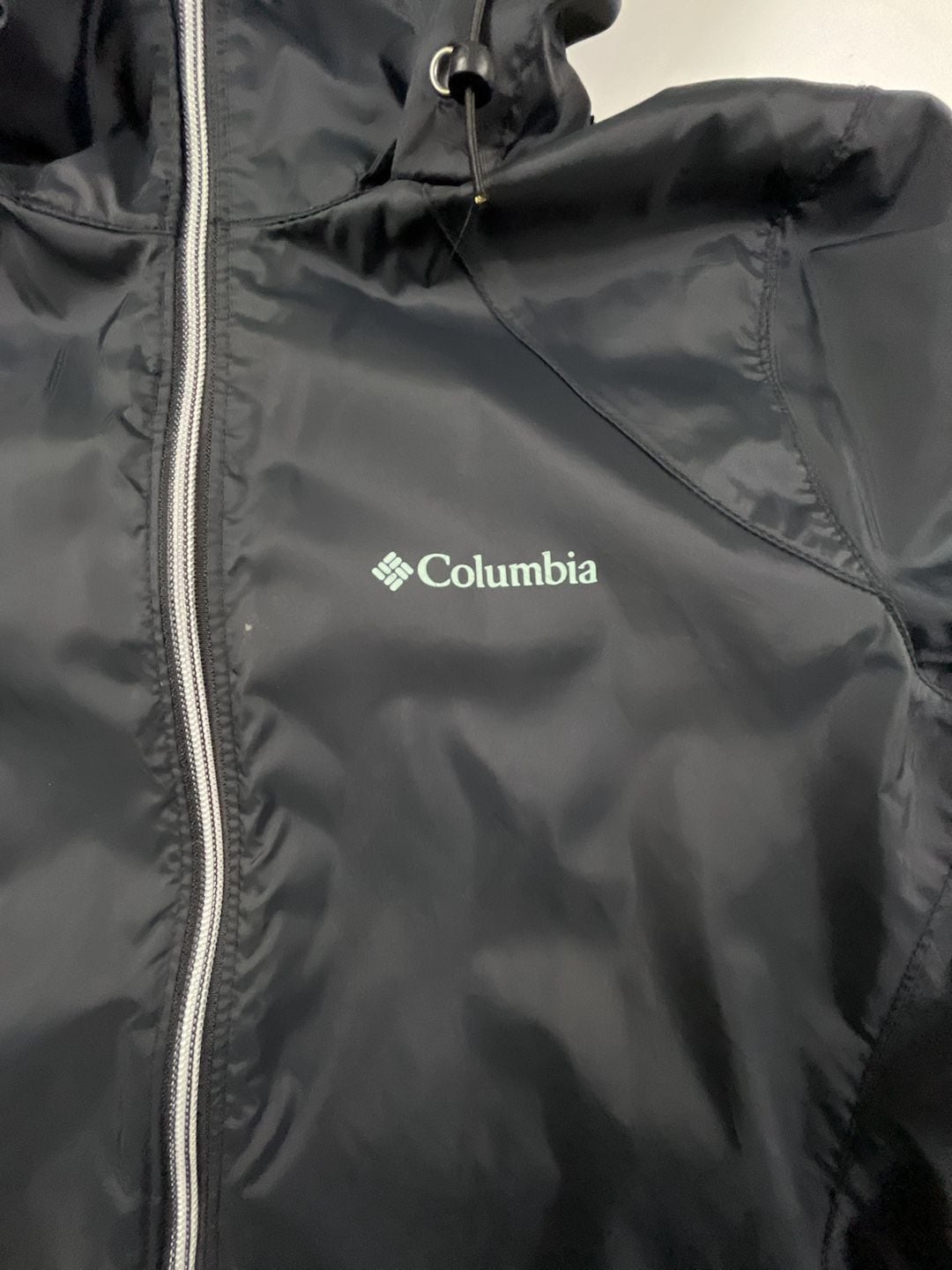 Columbia Switchback III Rain Jacket Size M Black Hooded Windbreaker OF 3