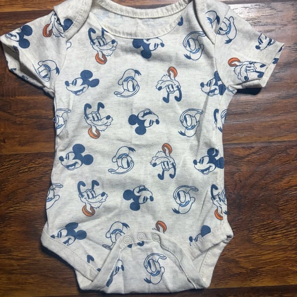 Disney Baby Bodysuit Size 3/6M Mickey Donald Goofy