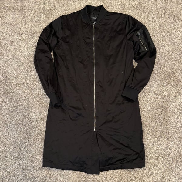 Zara Man Long Bomber Trench Jacket Black Size Medium