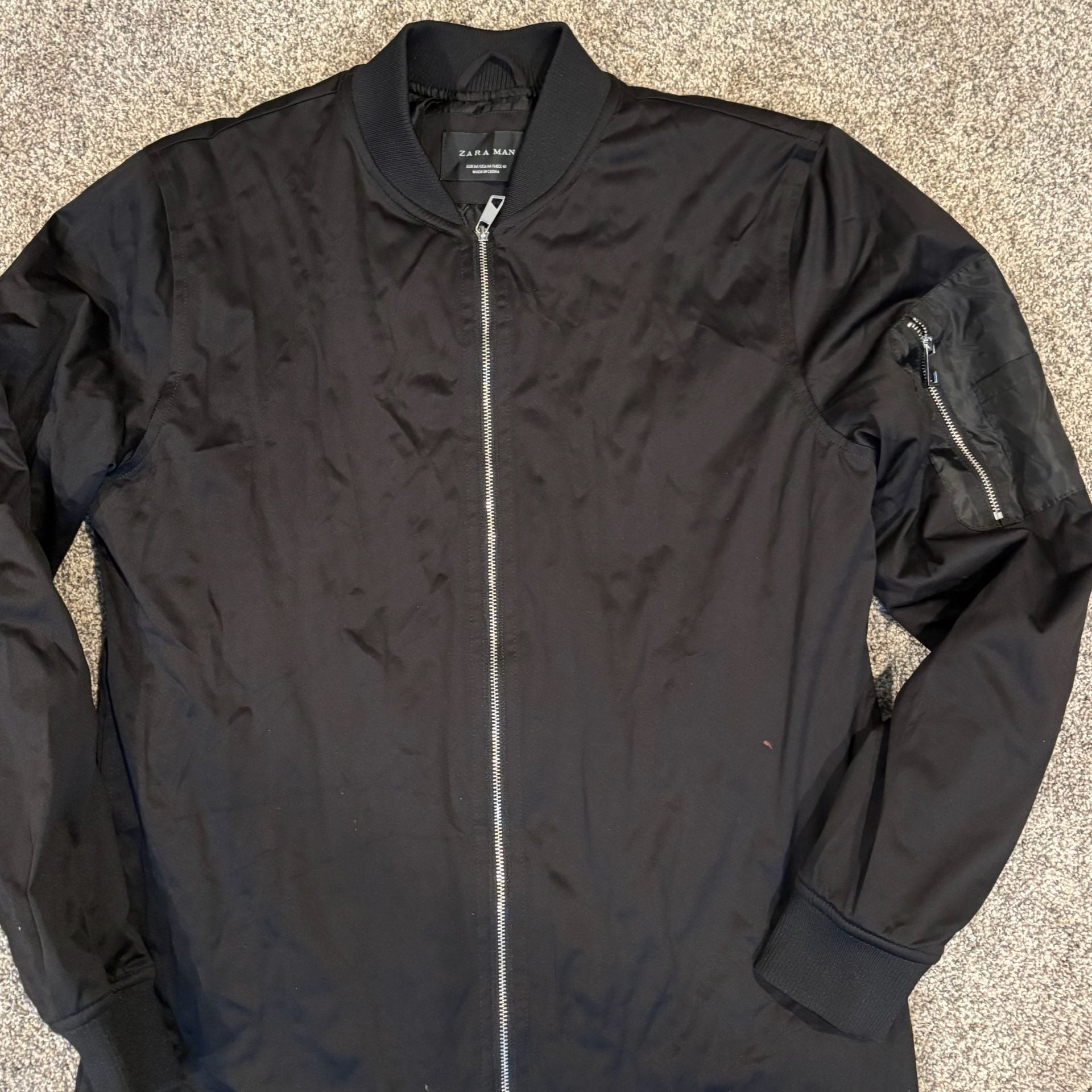 Zara Man Long Bomber Trench Jacket Black Size Medium 7