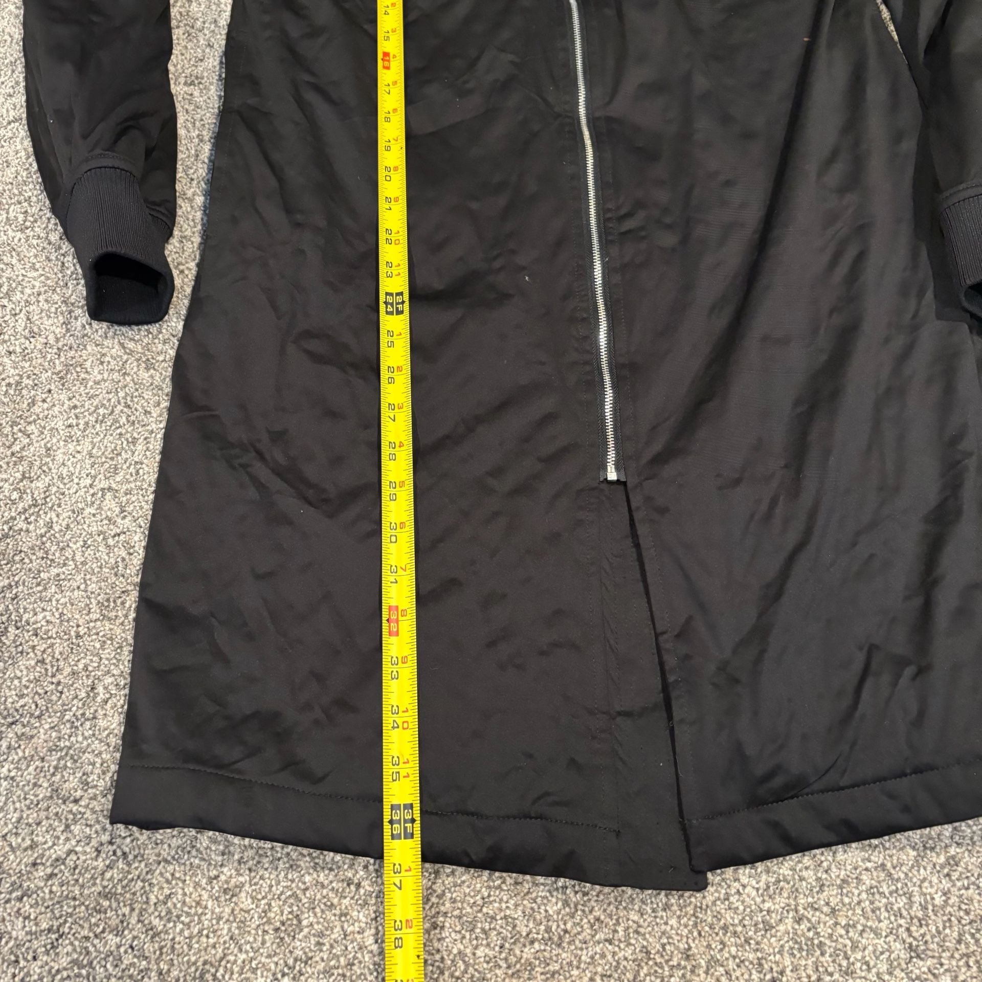 Zara Man Long Bomber Trench Jacket Black Size Medium 8