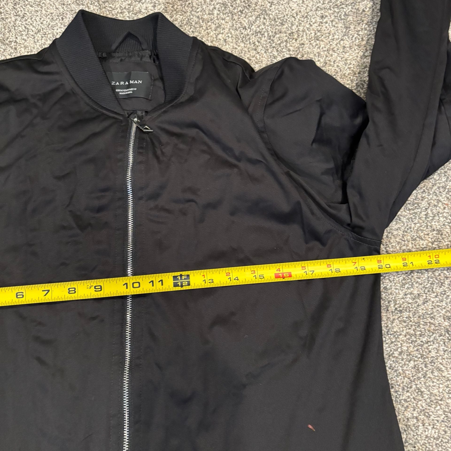 Zara Man Long Bomber Trench Jacket Black Size Medium 9