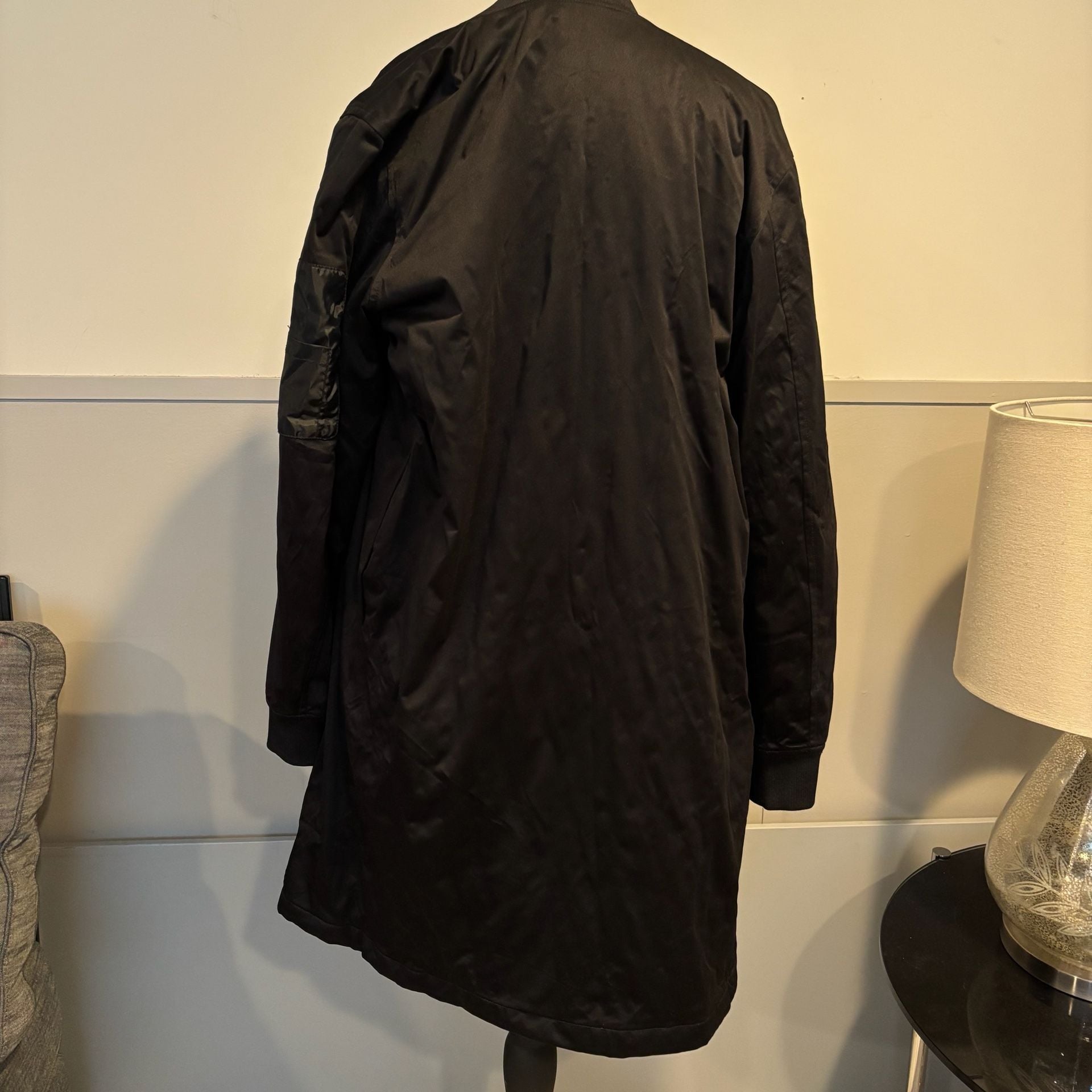 Zara Man Long Bomber Trench Jacket Black Size Medium 10