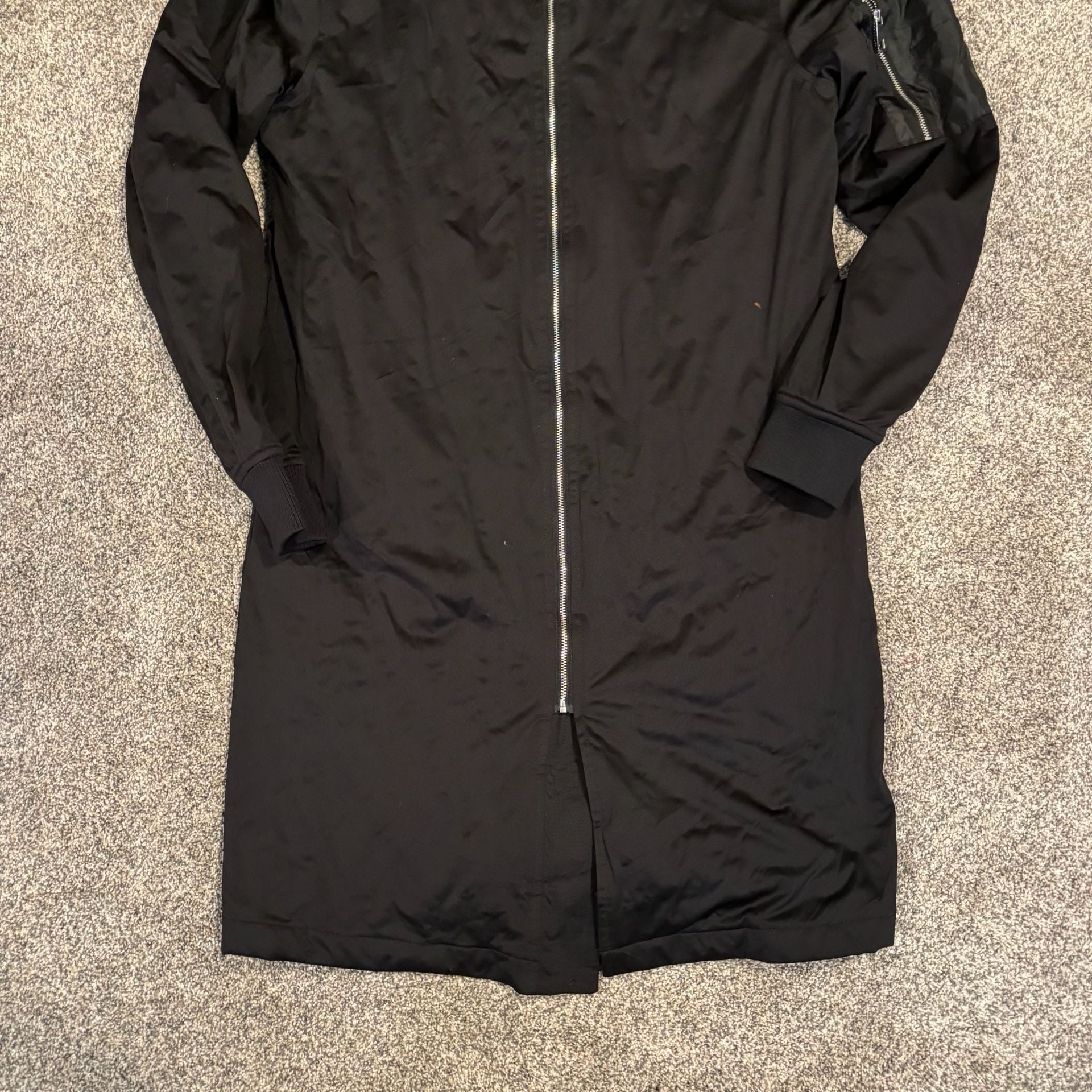 Zara Man Long Bomber Trench Jacket Black Size Medium 13