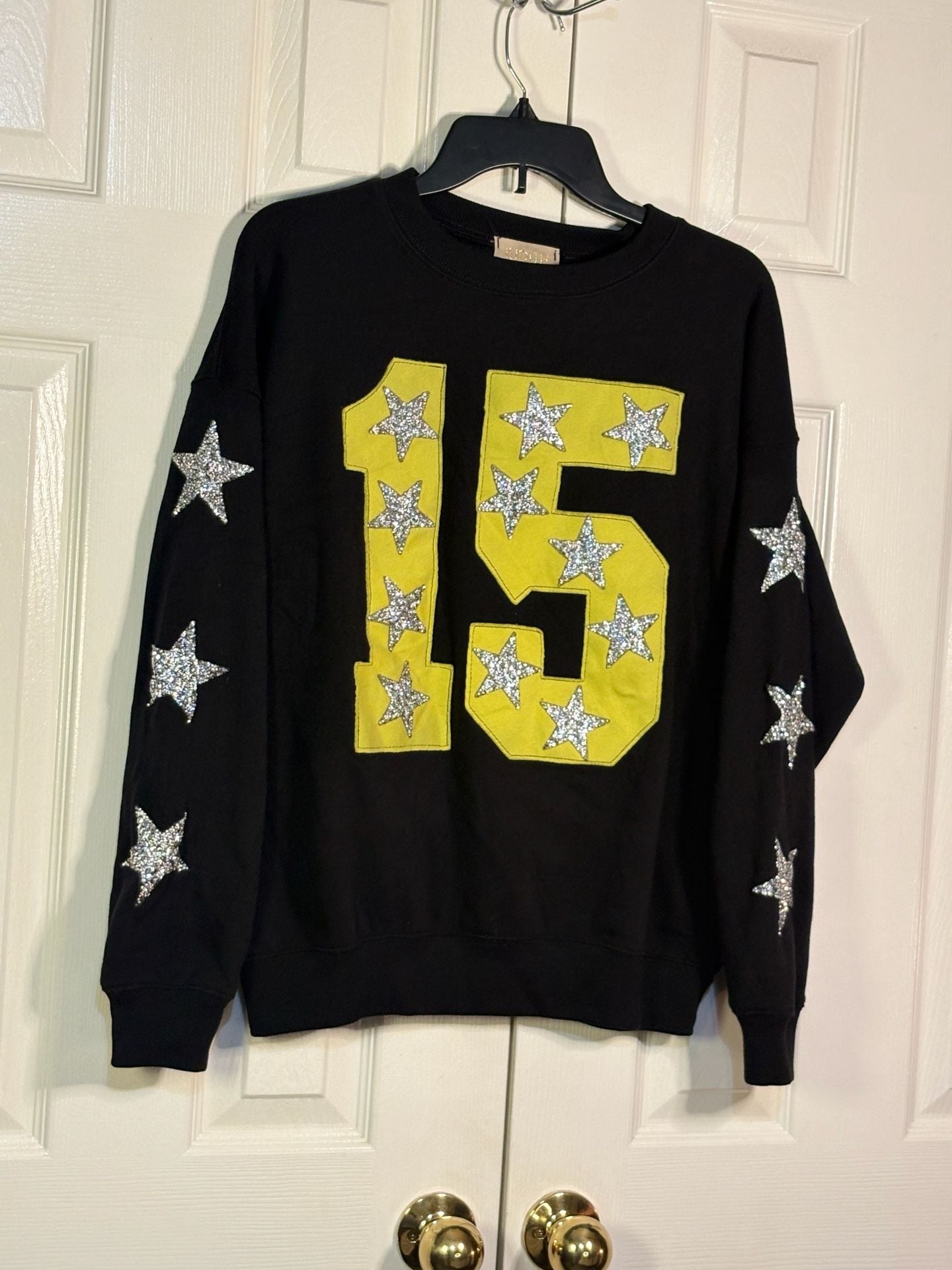 Judith March Custom Number 15 Sweatshirt Size S Black Rhinestone Stars 5