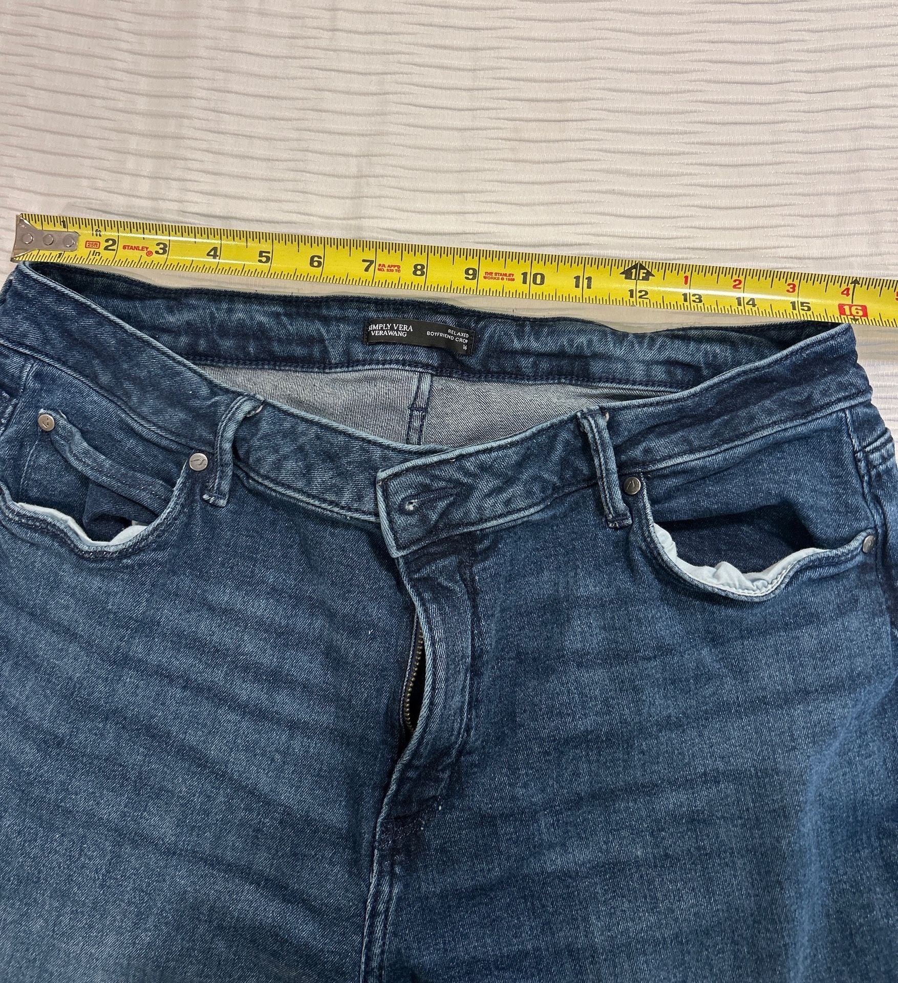 Simply Vera Vera Wang Relaxed Boyfriend Crop Size 16 Blue Denim Jeans 10