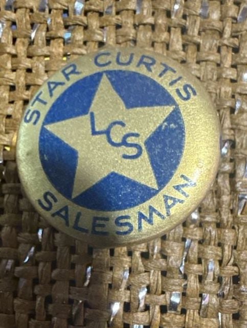 Vintage Star Curtis LCS Salesman Pinback Button Bastian Bros Co 1