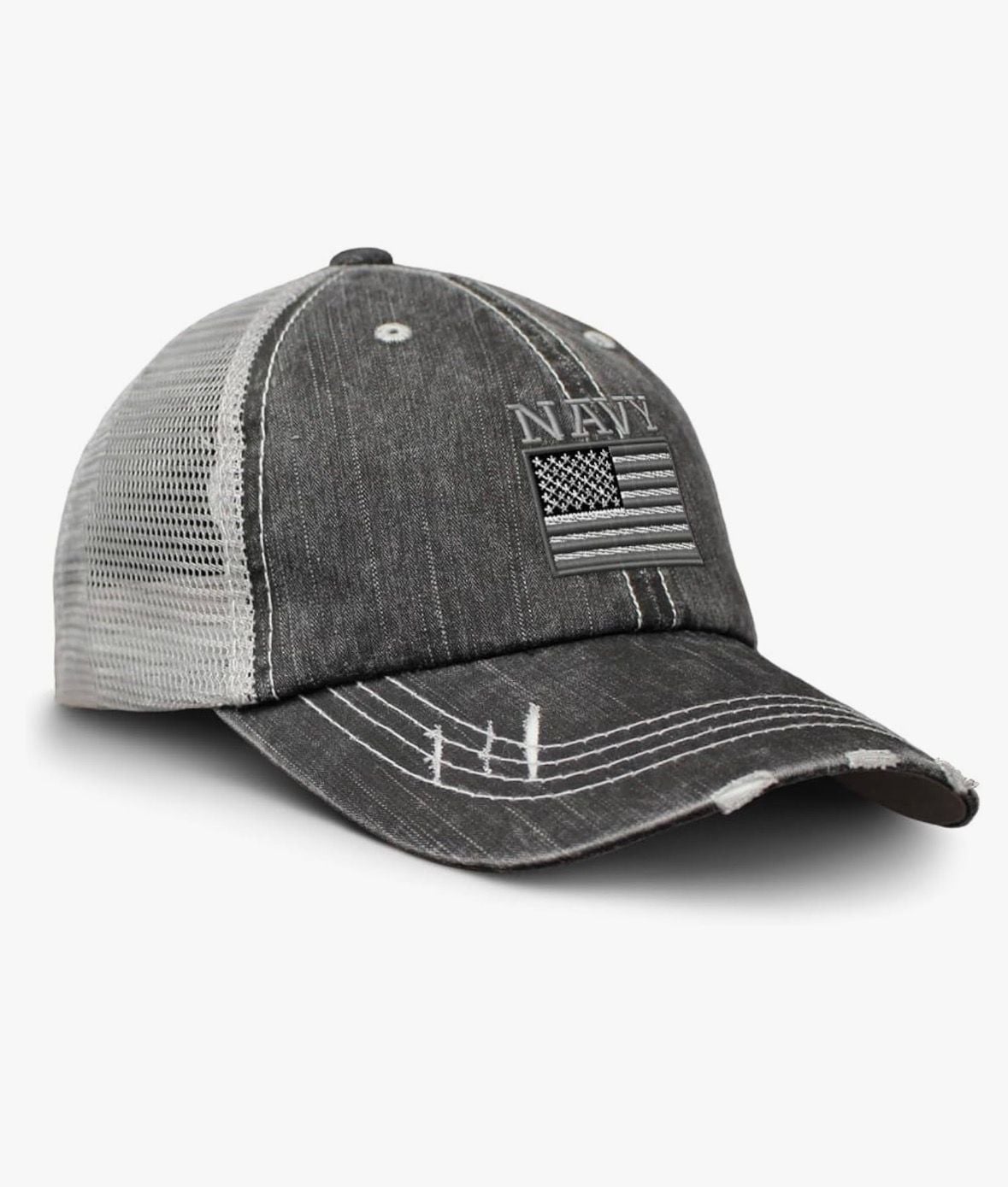 Speedy Pros US Navy American Flag Distressed Trucker Hat 2