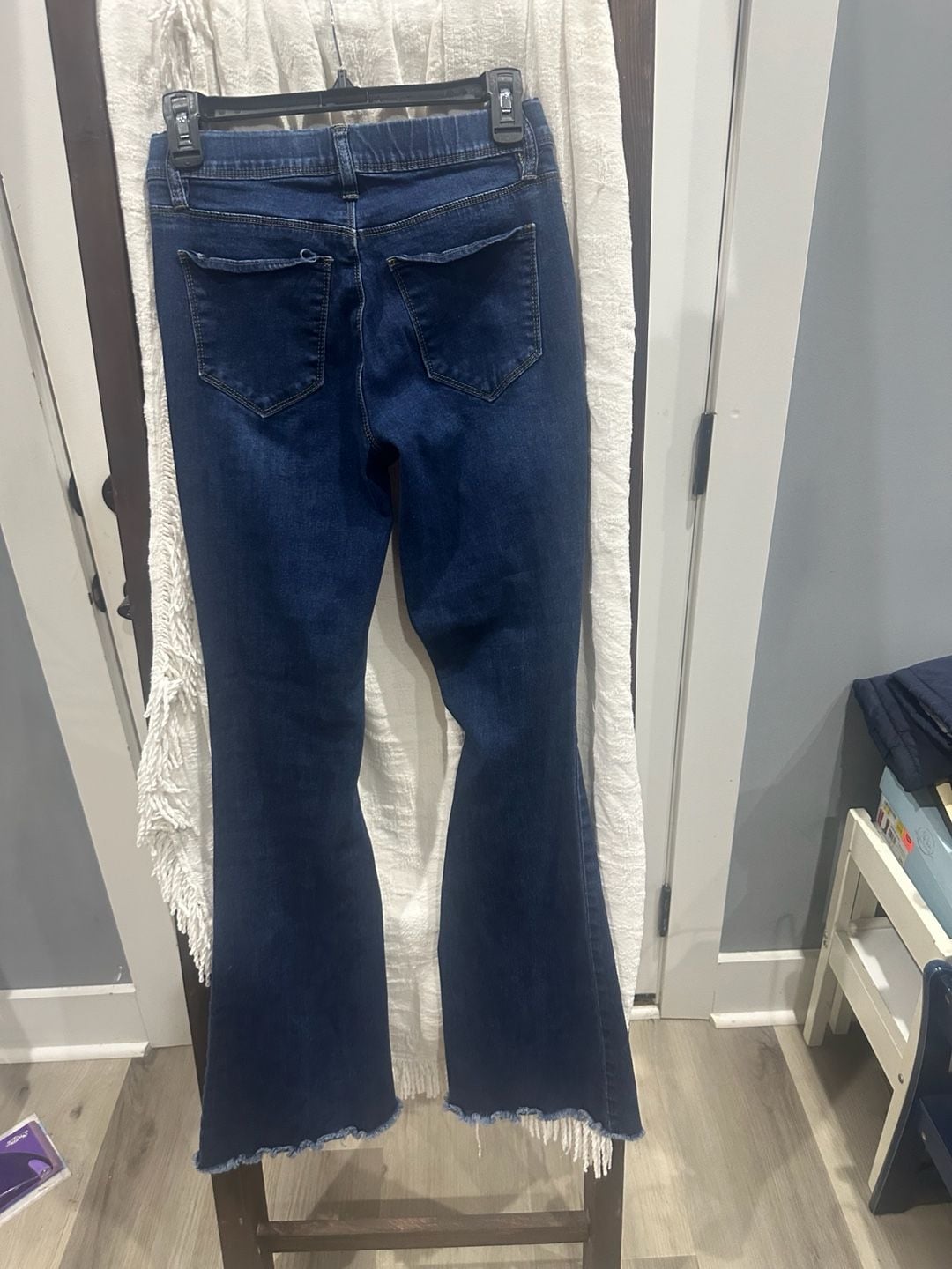 Ymi Jeans High-Rise Flare Size M Dark Wash Distressed 5