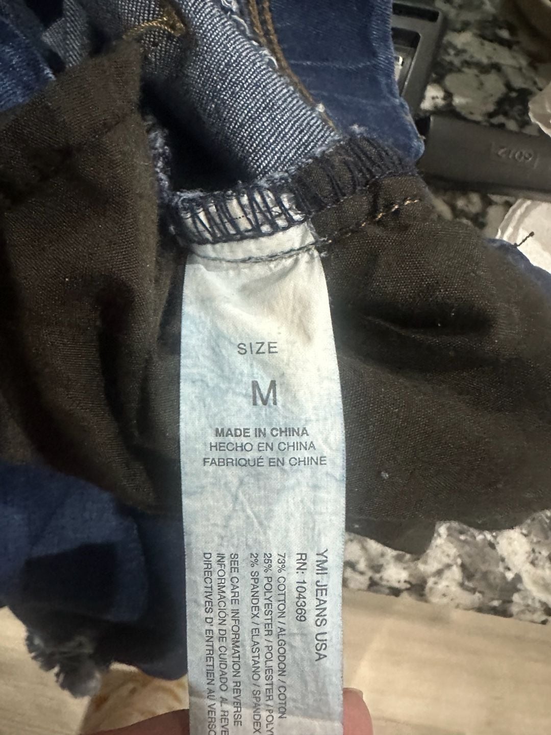 Ymi Jeans High-Rise Flare Size M Dark Wash Distressed 6
