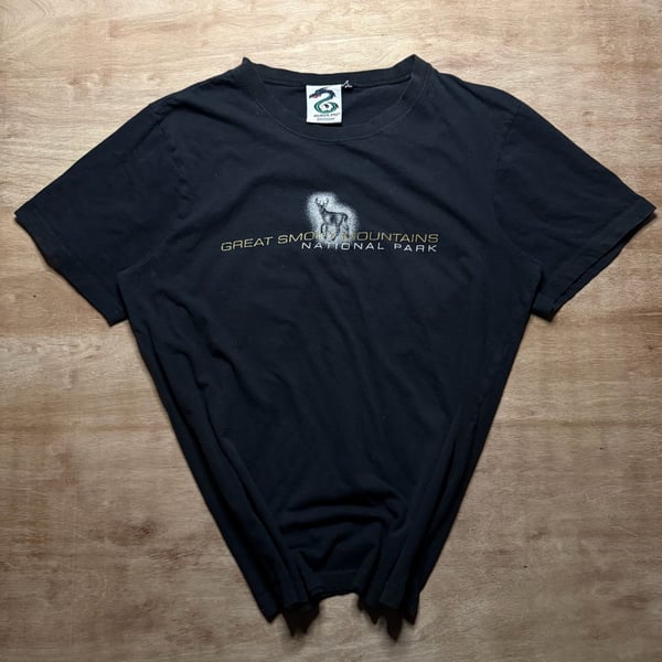Vintage Great Smoky Mountains National Park Black Deer T Shirt Men's Large