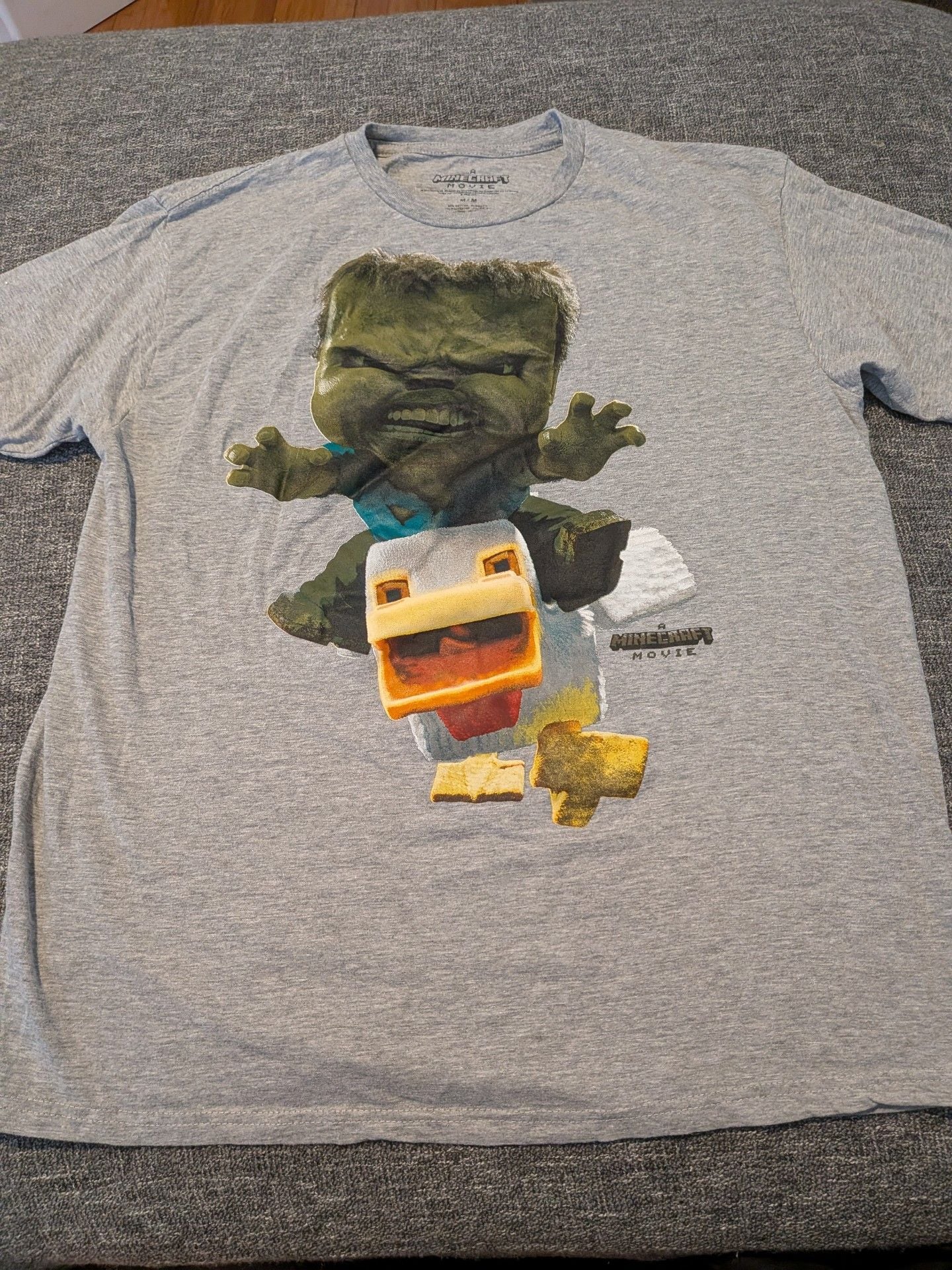 A Minecraft Movie T-Shirt Size M Gray Graphic Tee 1