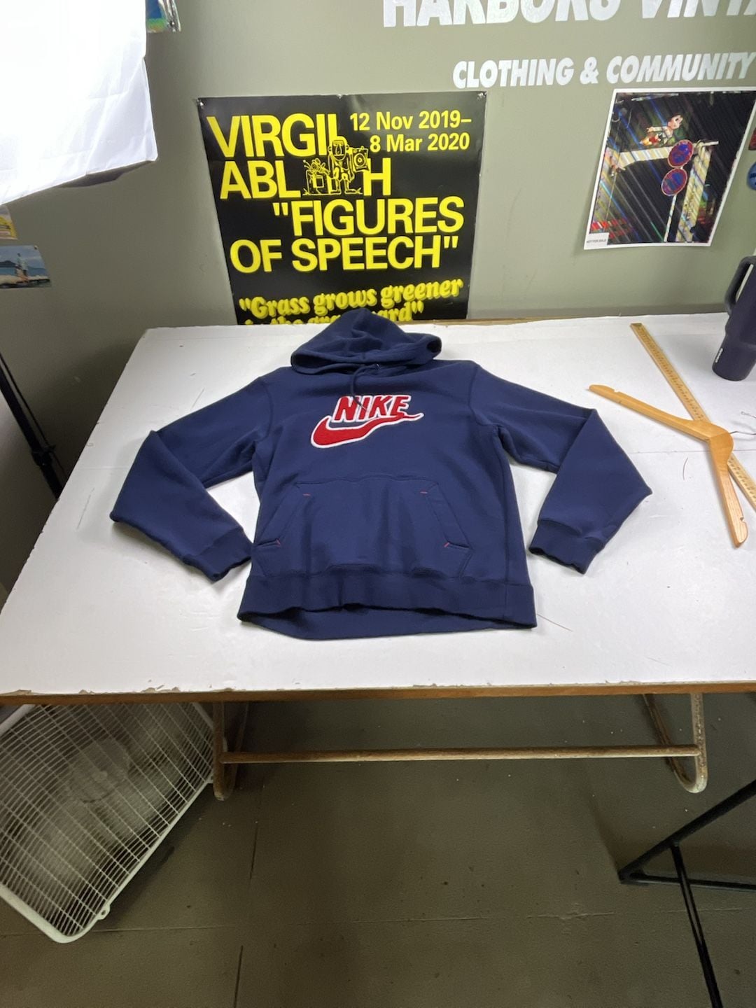 Nike Hoodie Size M Blue Chenille Towel Spellout Logo 2