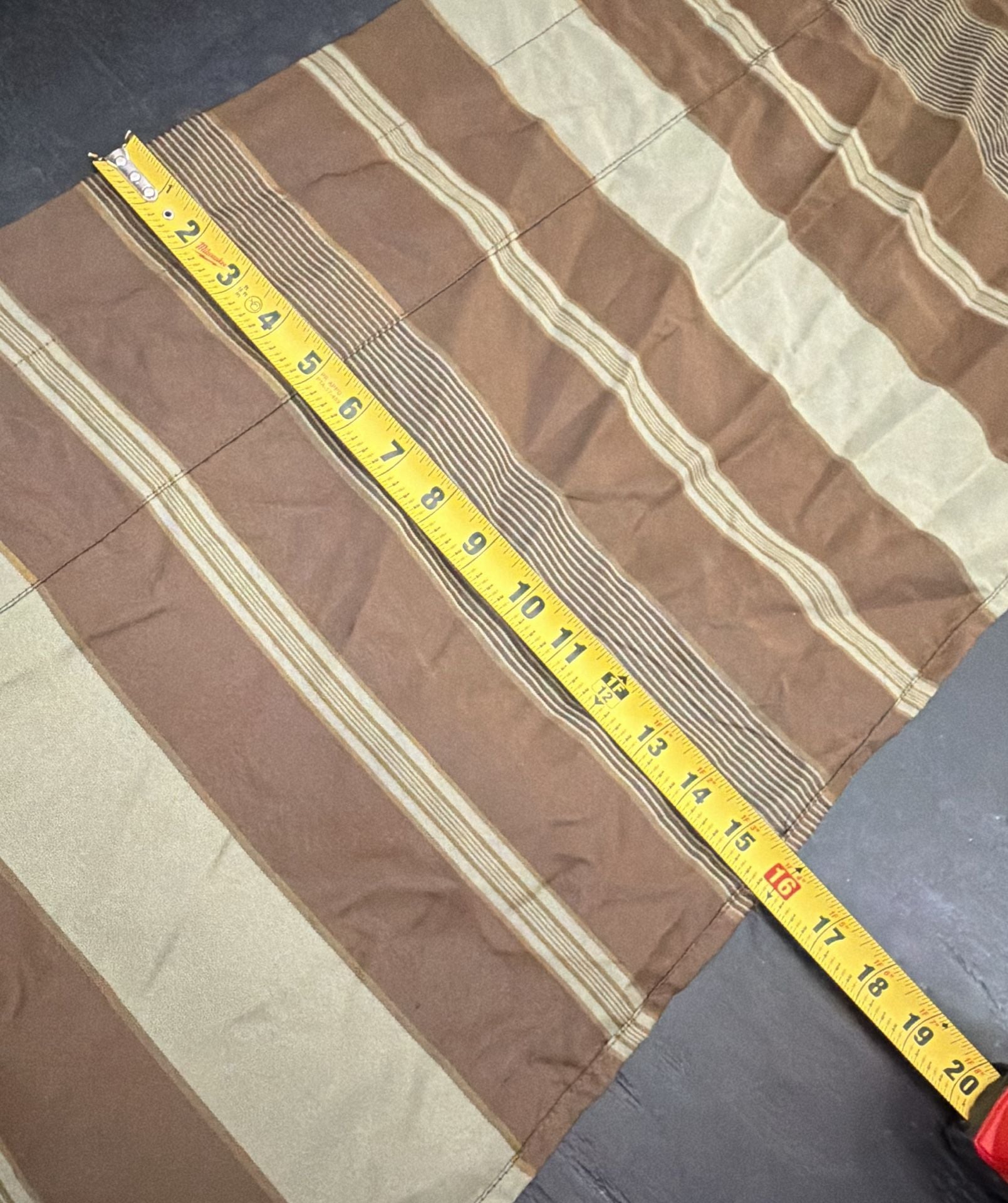 Waverly Green Striped Gathered Lined Valance Brown Striped set of two 5