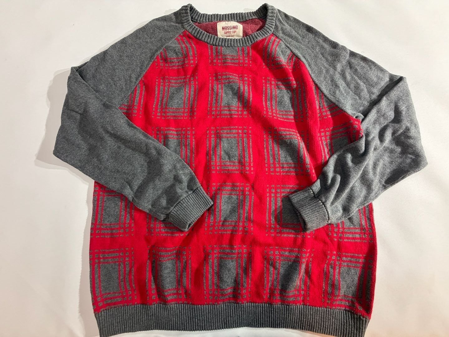 Mossimo Supply Co Red Grey Geometric Knit Sweater XXL 2