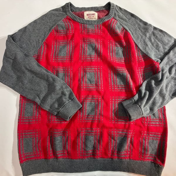 Mossimo Supply Co Red Grey Geometric Knit Sweater XXL