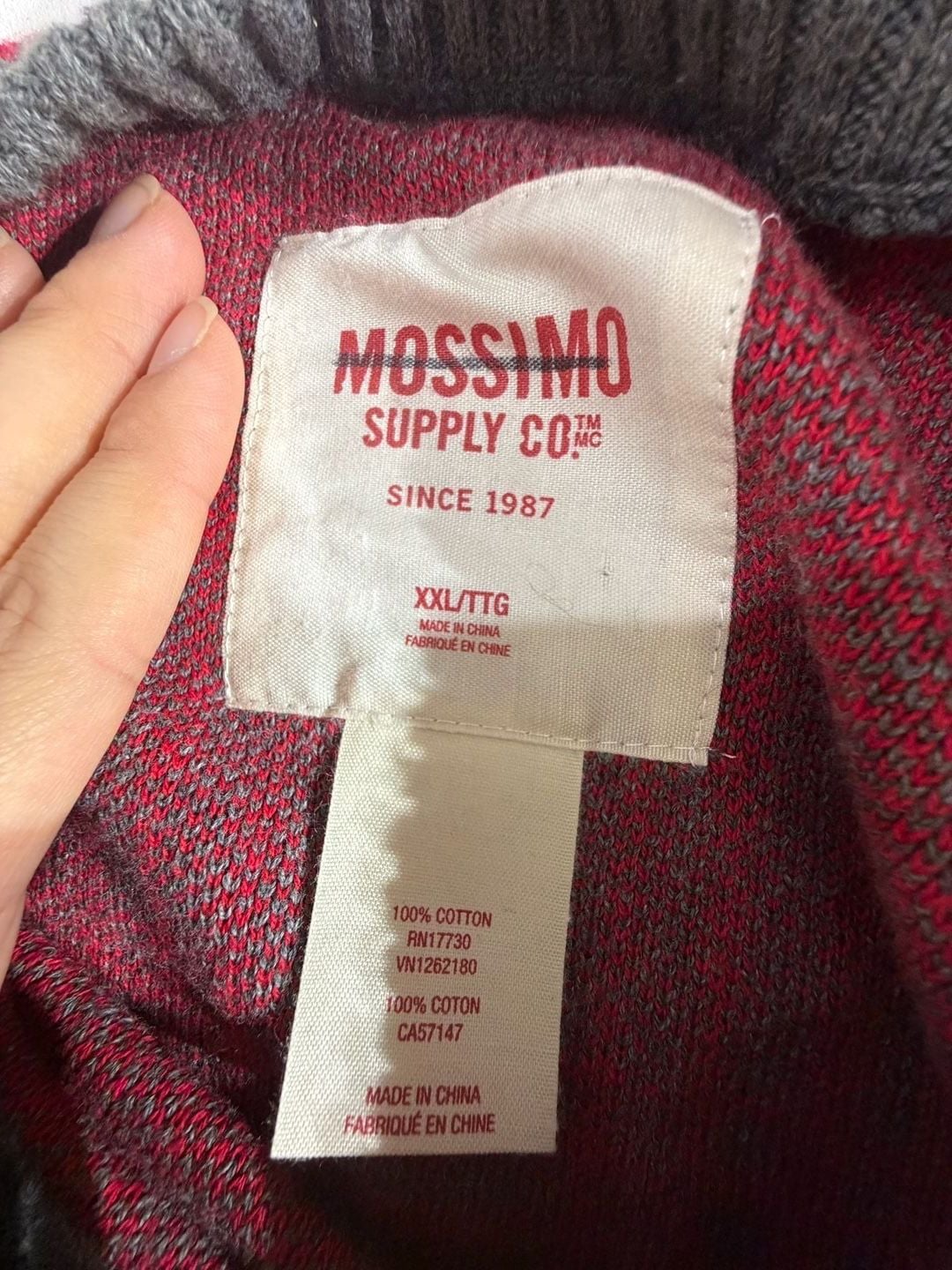 Mossimo Supply Co Red Grey Geometric Knit Sweater XXL 3