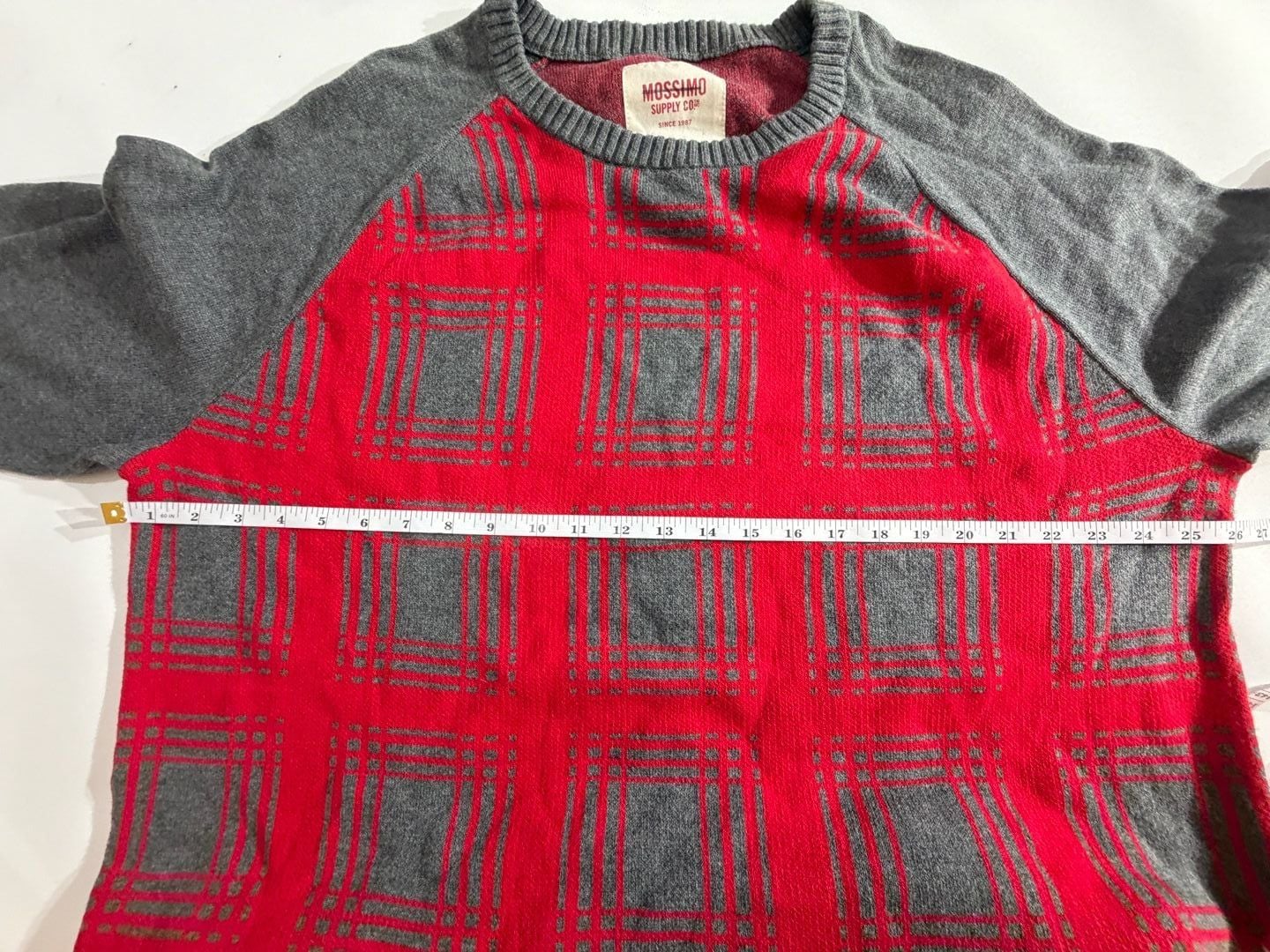 Mossimo Supply Co Red Grey Geometric Knit Sweater XXL 5