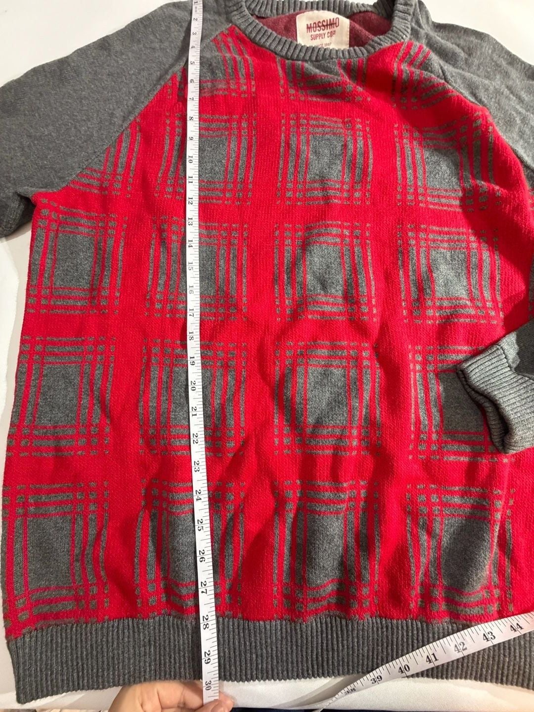 Mossimo Supply Co Red Grey Geometric Knit Sweater XXL 4