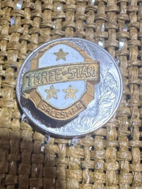 Three Star Salesman Vintage Sterling Silver Lapel Pin 2
