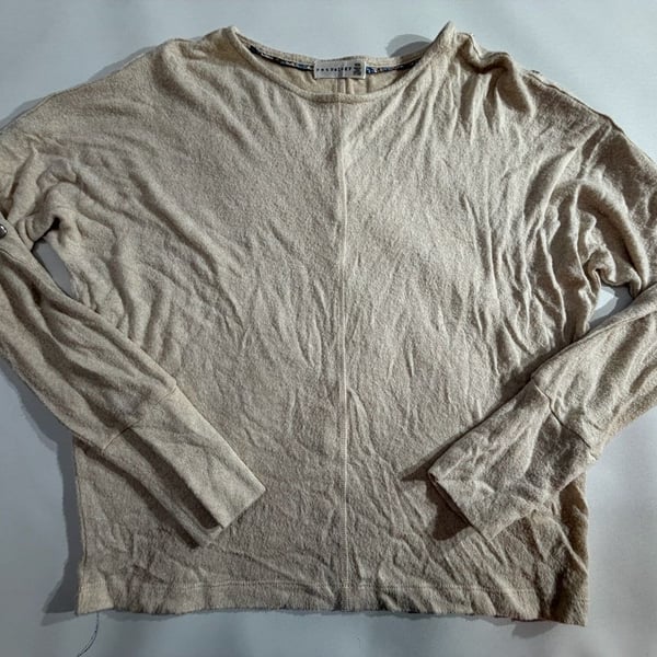 Retrology Beige Cream Knit Long Sleeve Top Pullover Medium M