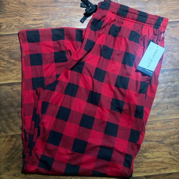 Perry Ellis Portfolio Pajama Pants Size XL Red Buffalo Plaid
