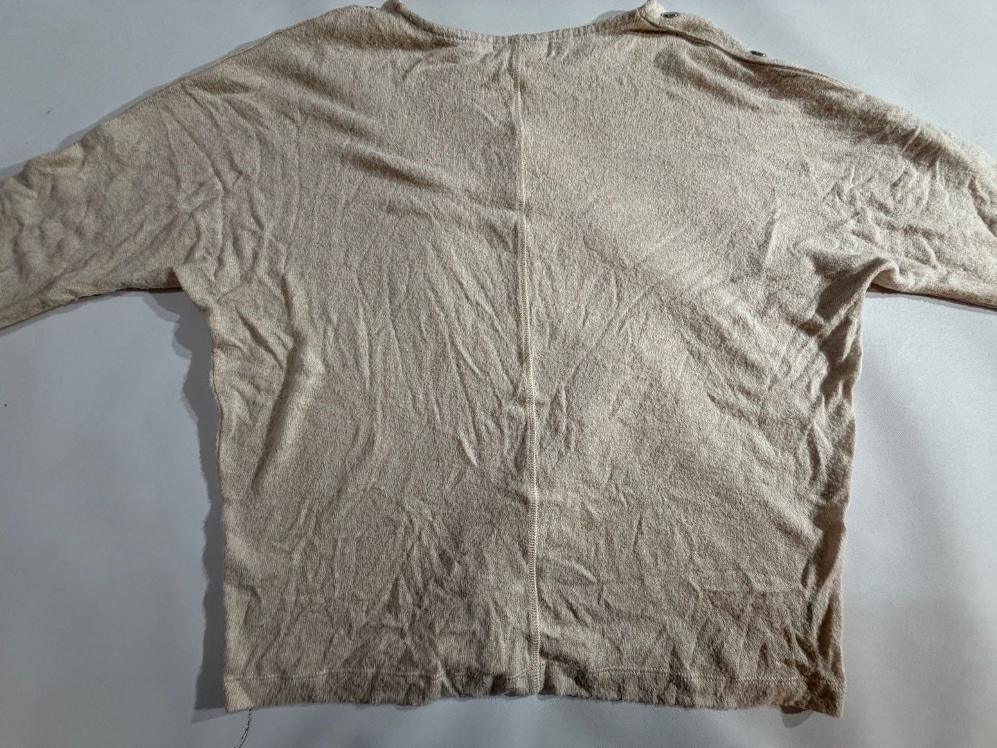 Retrology Beige Cream Knit Long Sleeve Top Pullover Medium M 8