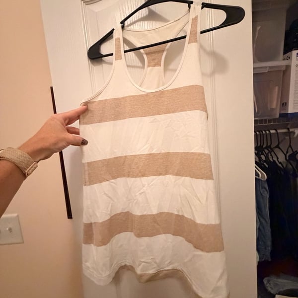 Lululemon Cool Racerback Tank Top Tan White Stripe
