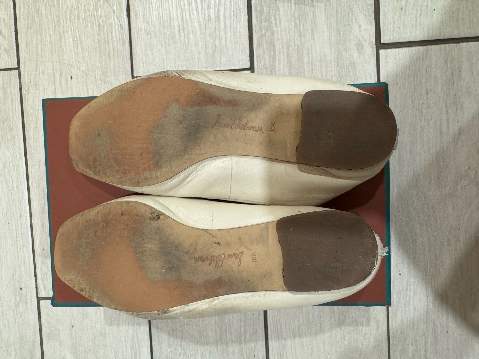 Sam Edelman Ballet Flats Size 10.5 White Leather Bow Square Toe 4