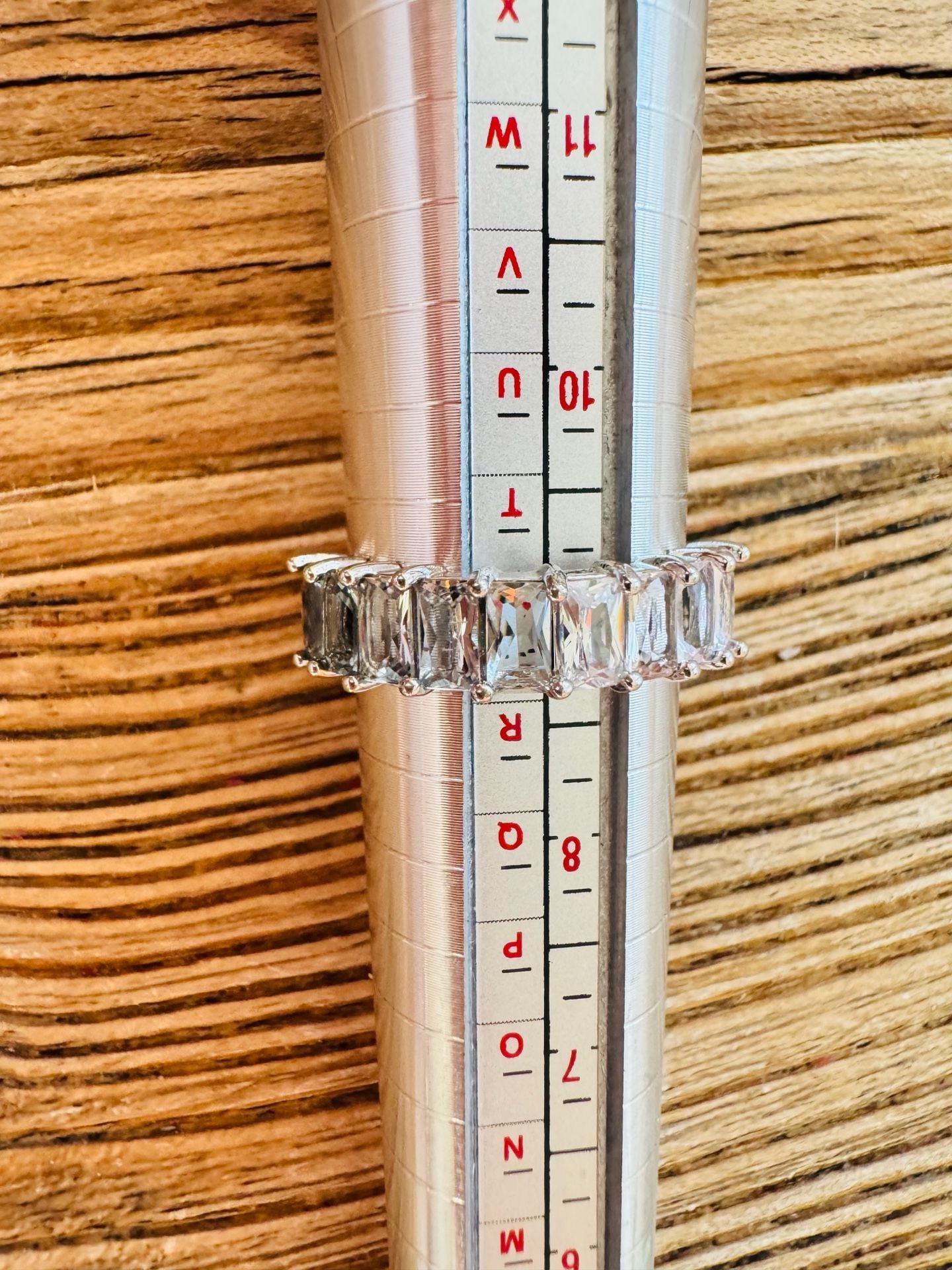 Unbranded Emerald Cut Eternity Band Ring Size 8.5 Silver Tone 2