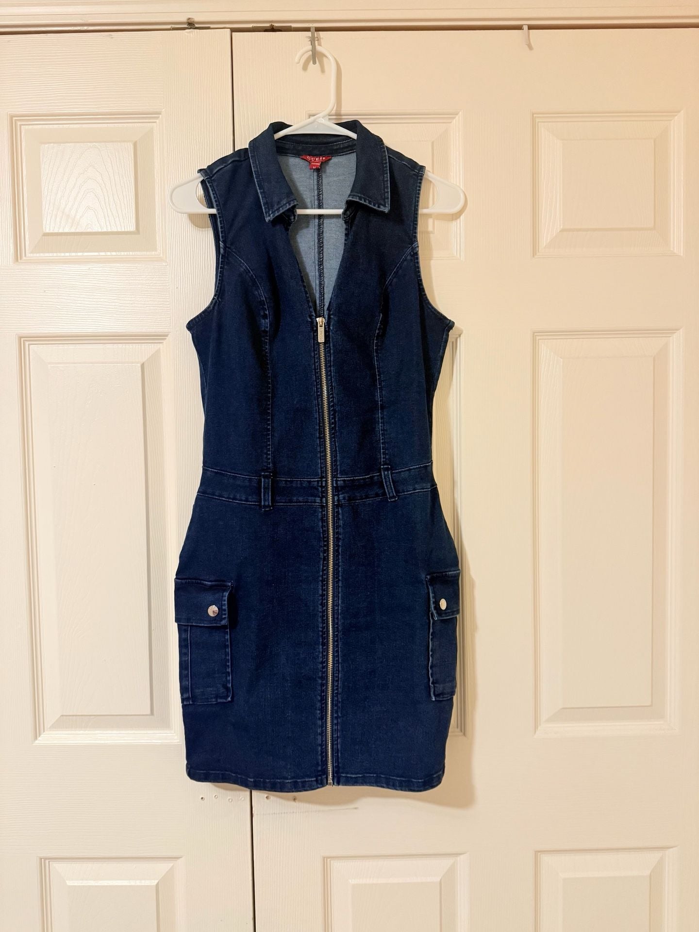 Guess Denim Dress Size M Zip Front 2