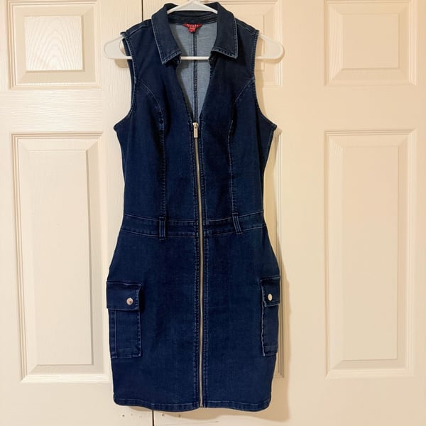 Guess Denim Dress Size M Zip Front