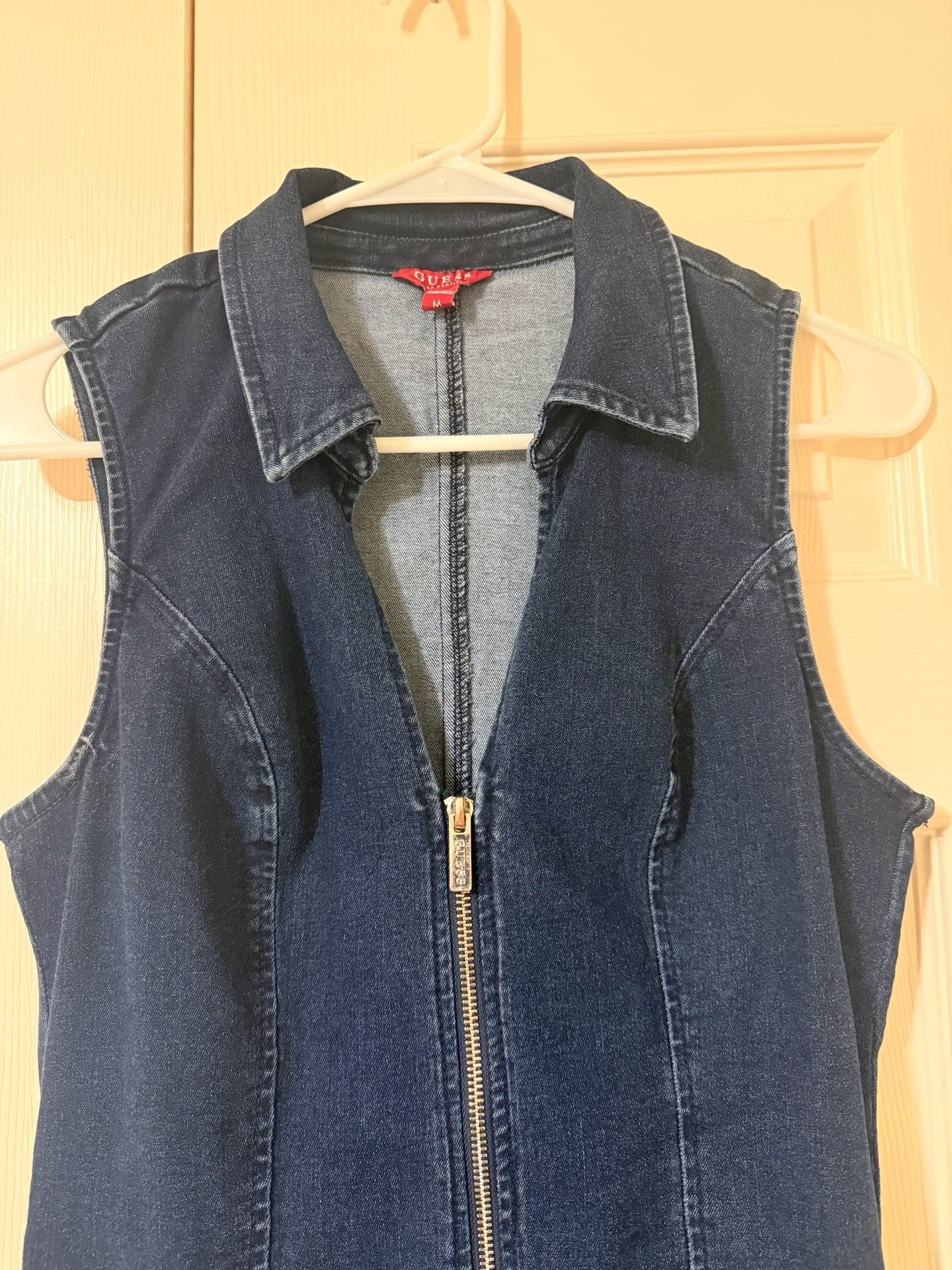 Guess Denim Dress Size M Zip Front 3