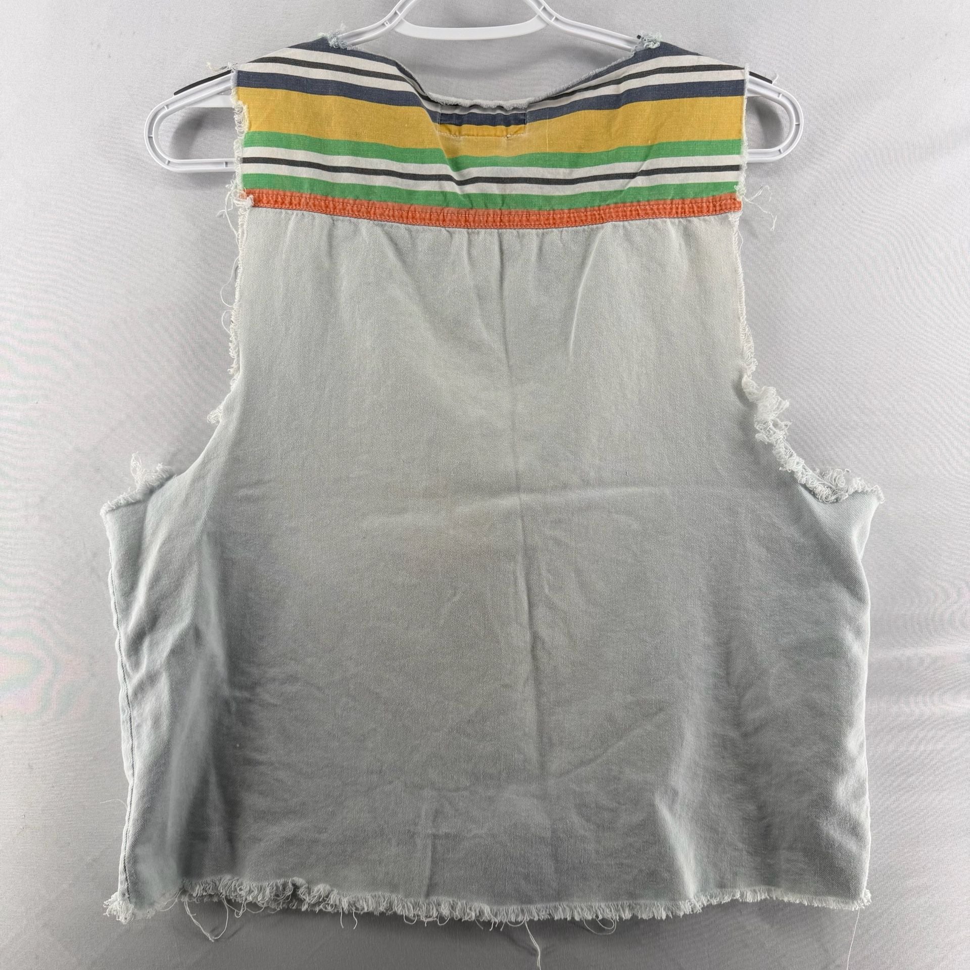 1550 Vintage Jeantonic Jeans Vest Size S Light Wash Denim Striped 3