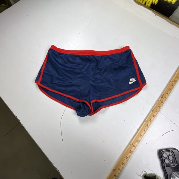Nike Vintage Sprinter Running Shorts Size Large Blue Red Nylon USA OF