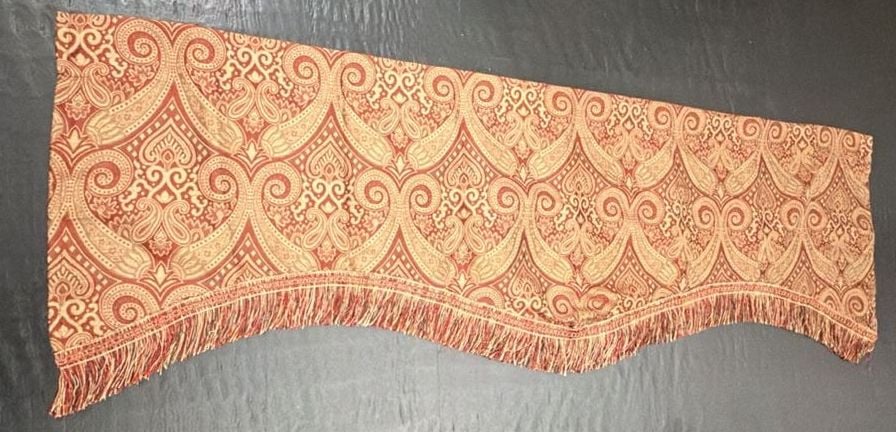 Allen + Roth Window Valance Paisley Red Gold Fringe 54x15 set 2 2