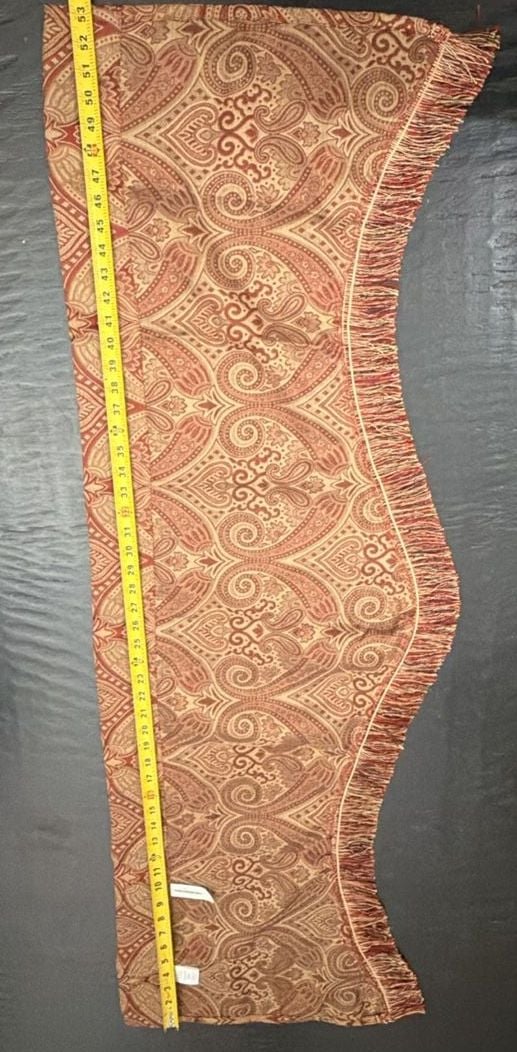 Allen + Roth Window Valance Paisley Red Gold Fringe 54x15 set 2 3