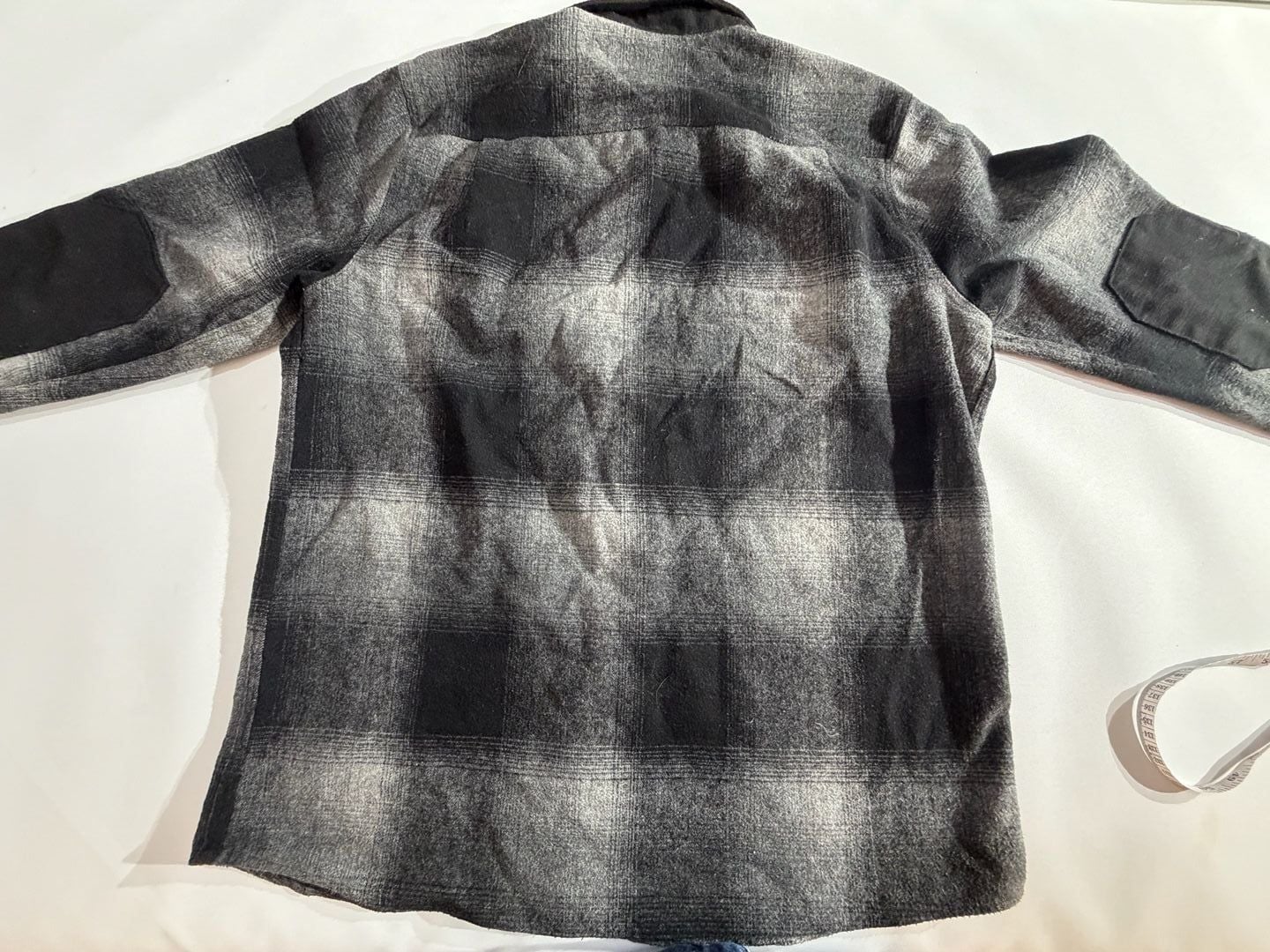Roark Plaid Flannel Elbow Patch Shirt Jacket Grey Large L 8