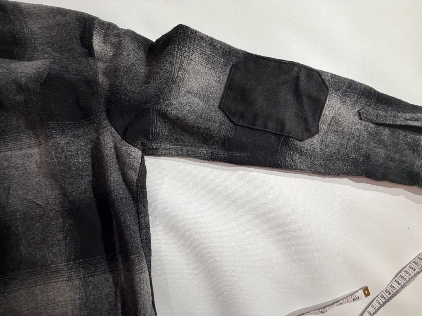 Roark Plaid Flannel Elbow Patch Shirt Jacket Grey Large L 9