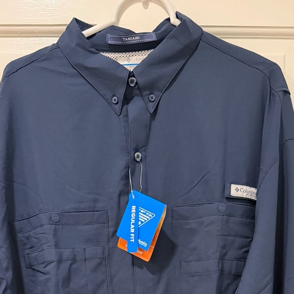 Columbia Pfg Tamiami II Long Sleeve Bloke Fishing Shirt Mens XXL Navy Blue