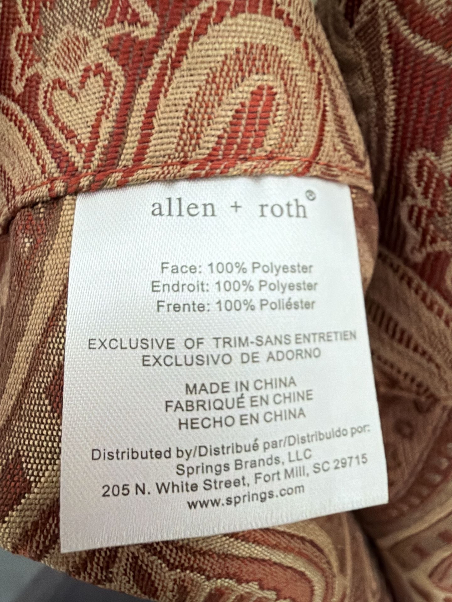 Allen + Roth Window Valance Paisley Red Gold Fringe 54x15 set 2 4