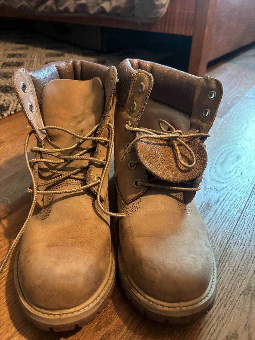 Timberland 6-Inch Premium Boot Size 9 M Khaki Rose Gold 3