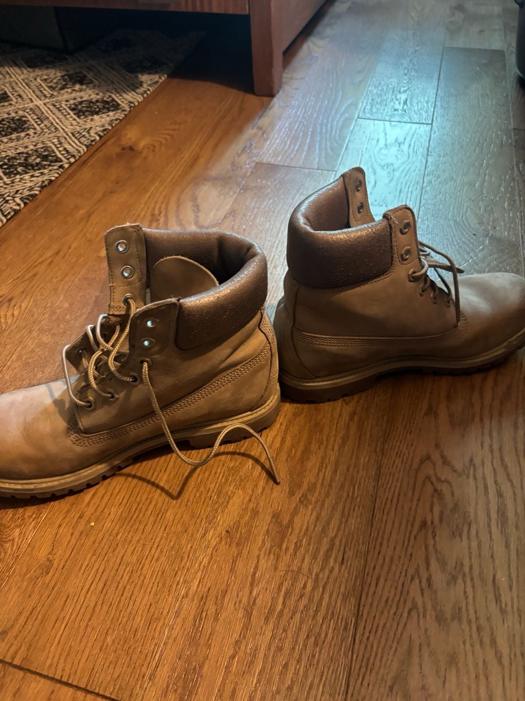 Timberland 6-Inch Premium Boot Size 9 M Khaki Rose Gold 4