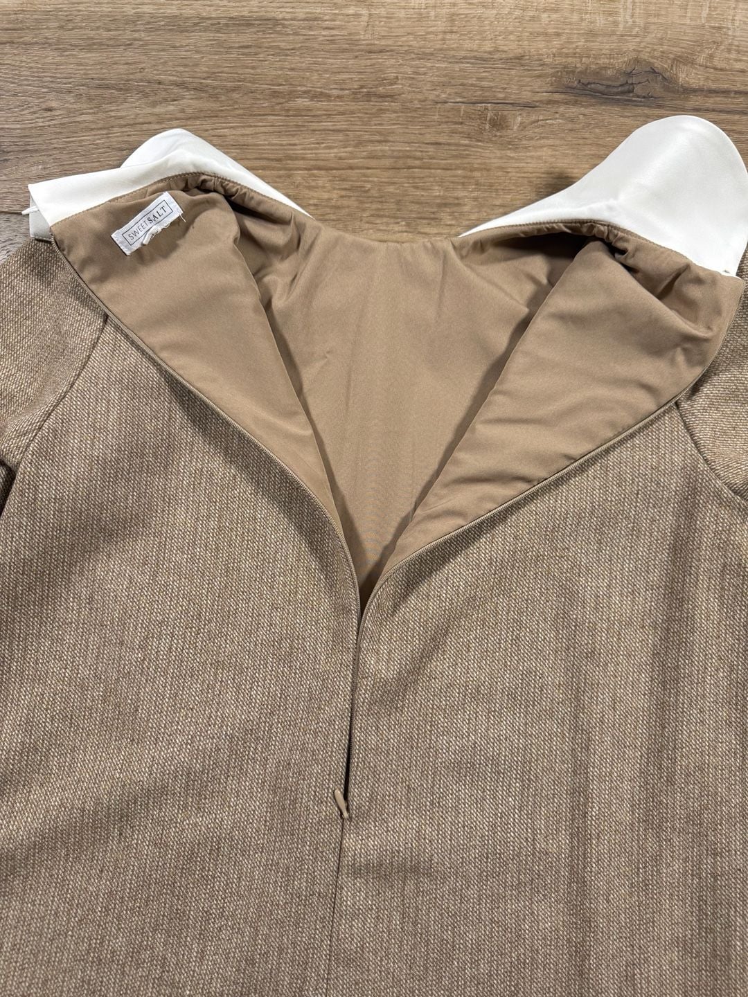 Sweet Salt Wednesday Dress Tan Tweed Peter Pan Collar Wool Blend M 15