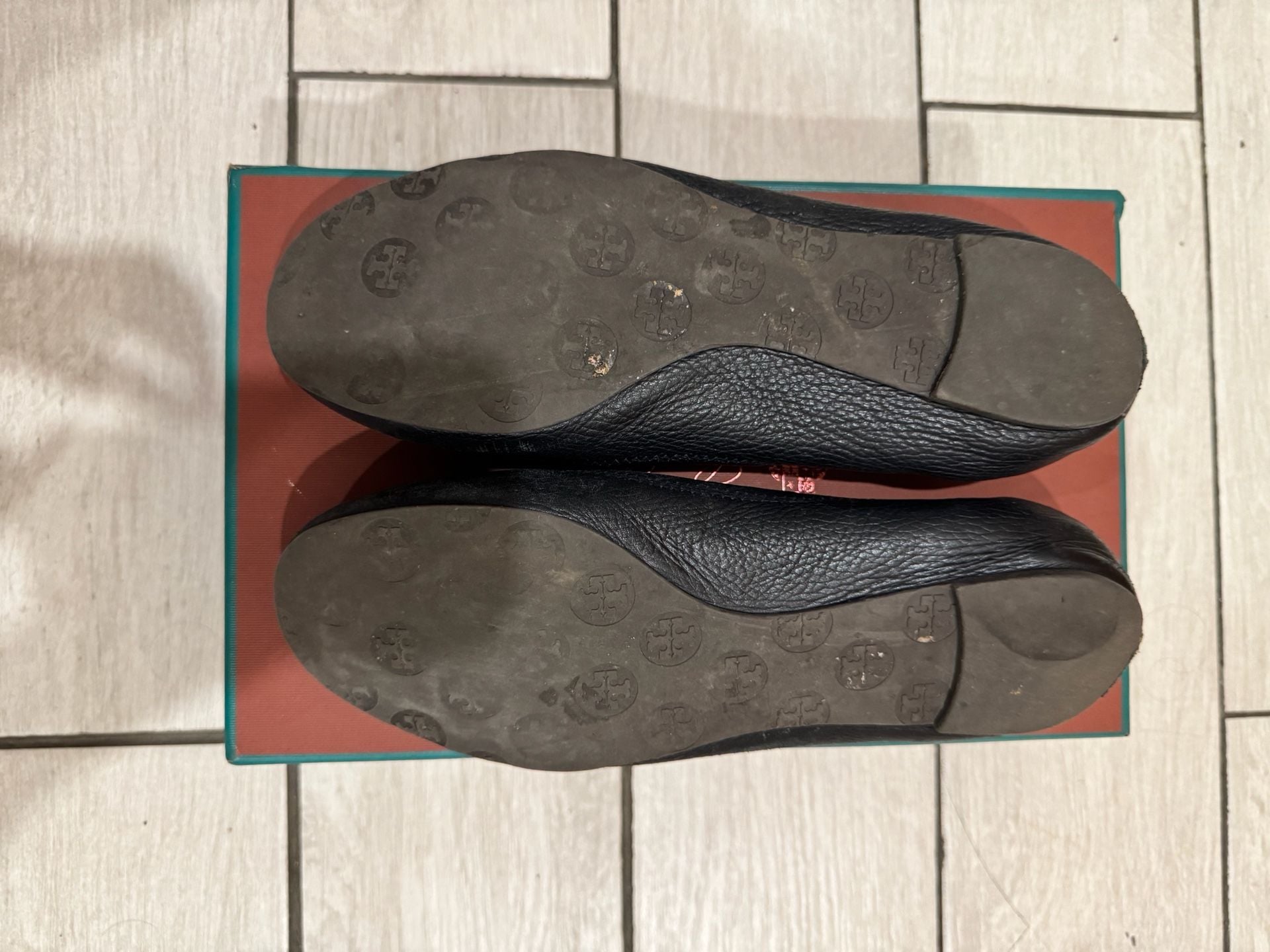 Tory Burch Minnie Ballet Flat Black Leather Logo 3