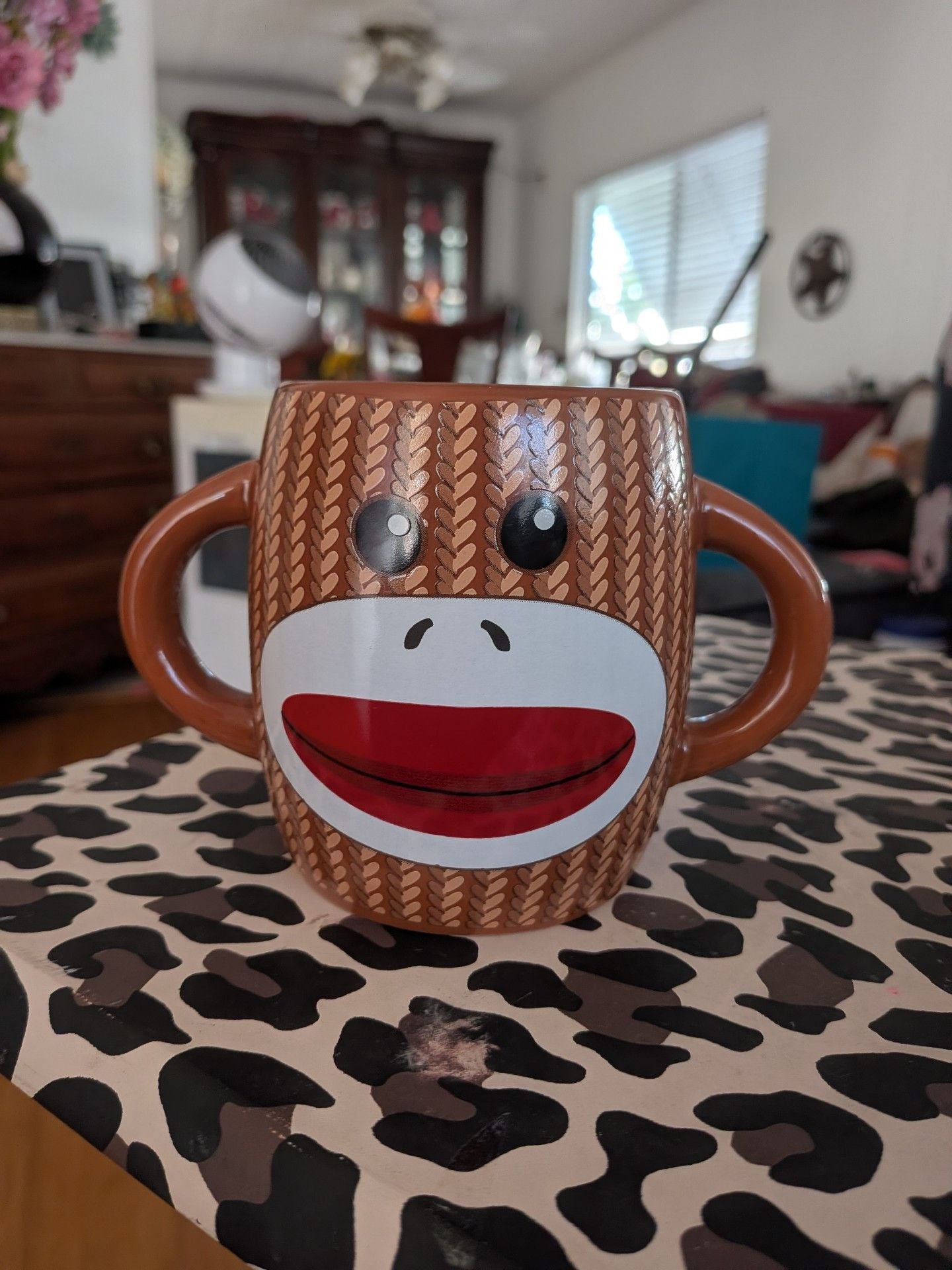 Sock Monkey Ceramic Double Handle Coffee Mug 1