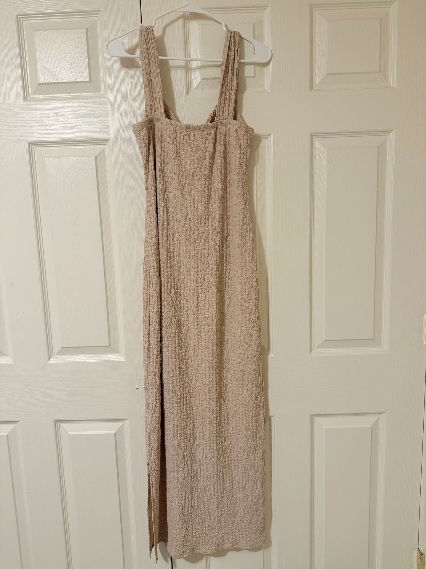 See You Monday Maxi Dress Size L Pink Crinkle Tie Front 4