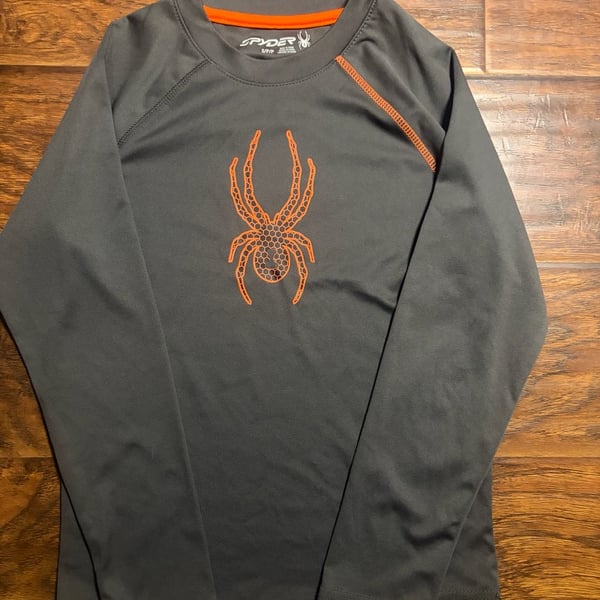 Spyder Long Sleeve Athletic Shirt Size S Gray Orange
