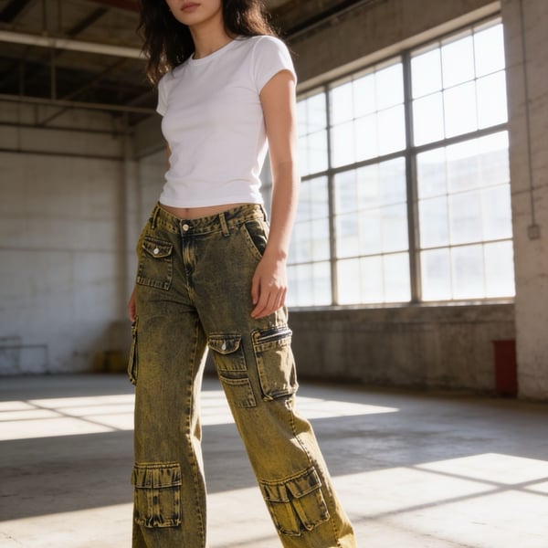 Fashion Nova Not Sorry Cargo Jean Size 7 Copper Wash